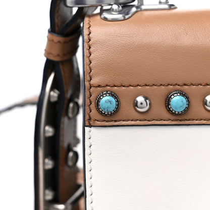 Prada City Calf Studded Folk Cahier Bag White Caramel 11 of 14