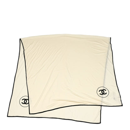 Chanel Cashmere Silk CC Scarf White Black 2 of 4
