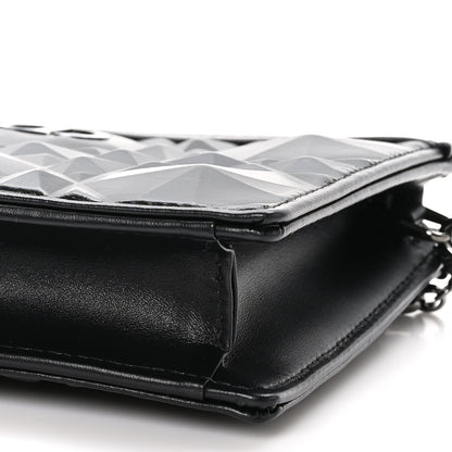 Christian Dior Calfskin Macrocannage Diamond Caro Zipped Pouch With Chain Black 10 of 11