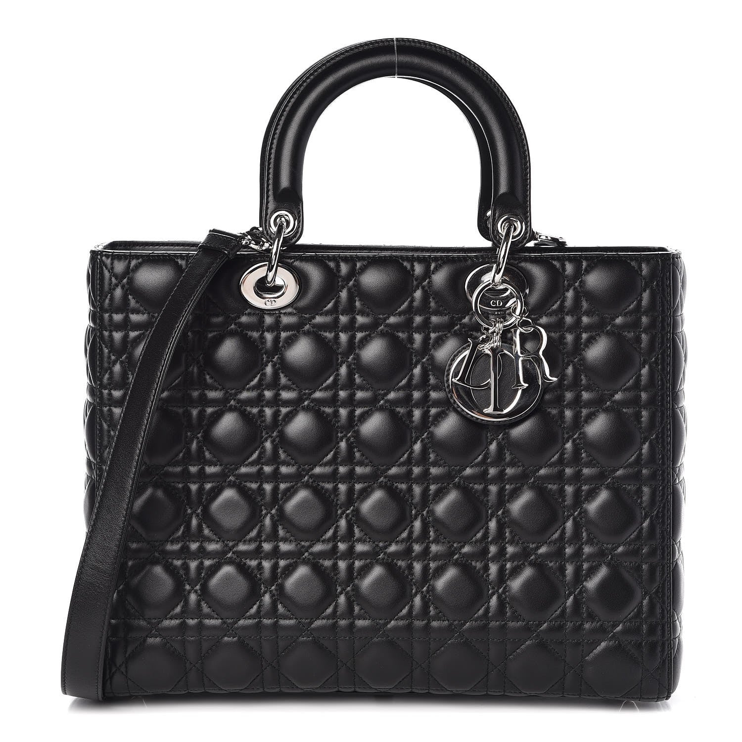 Christian Dior Lambskin Cannage Large Lady Dior Black 1 of 8