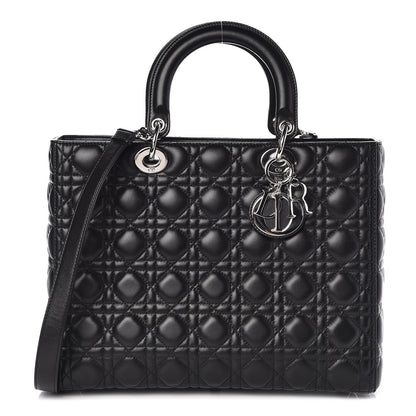 Christian Dior Lambskin Cannage Large Lady Dior Black 1 of 8