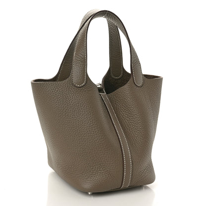 Hermes Taurillon Clemence Picotin Lock 18 PM Etoupe 2 of 10