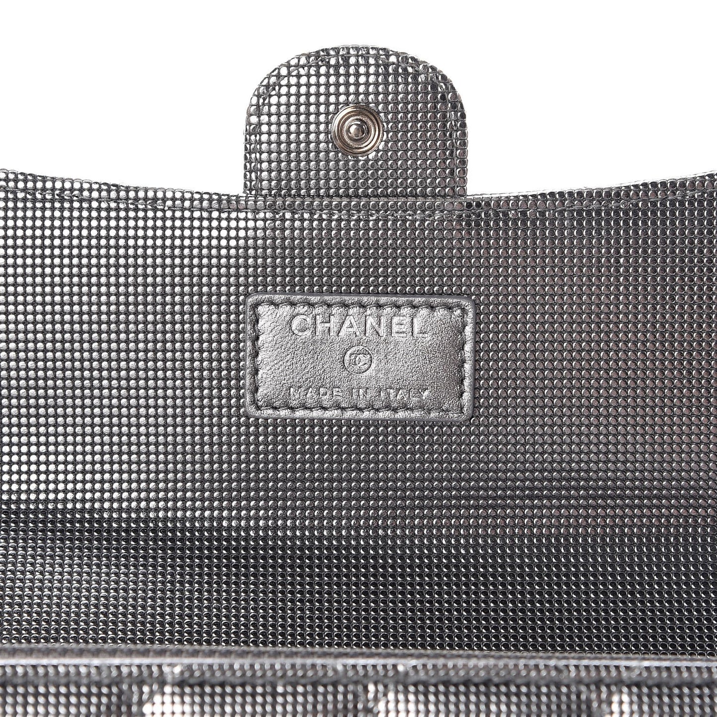 Metallic Calfskin Quilted Pixel Effect Large Flap Wallet Silver