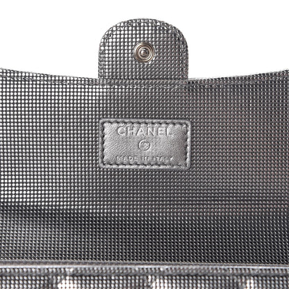 Chanel Metallic Calfskin Quilted Pixel Effect Large Flap Wallet Silver 13 of 15