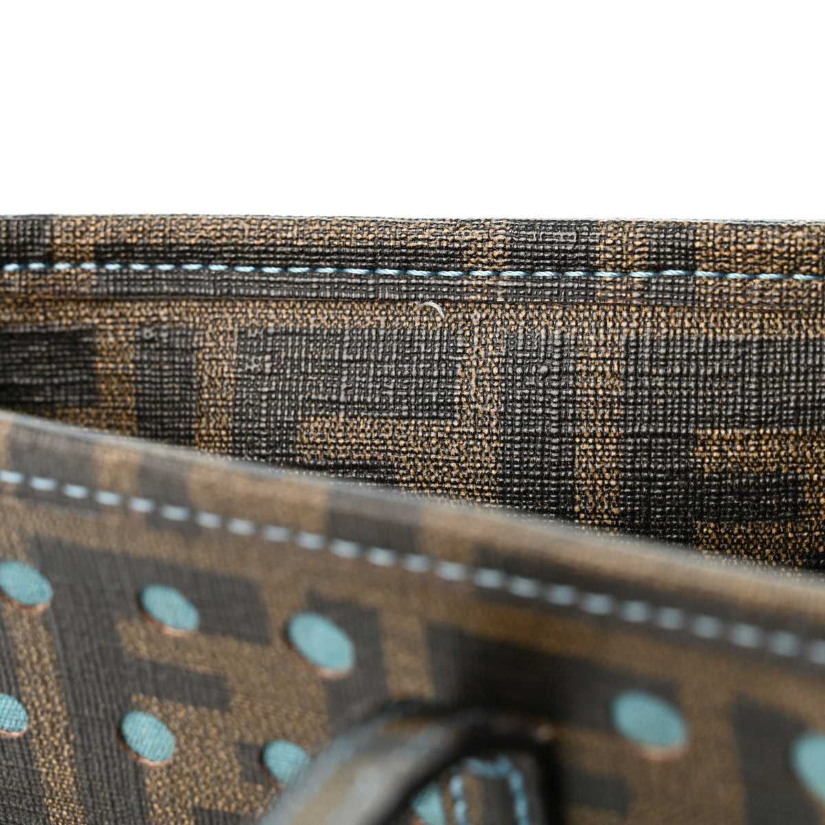 Fendi Zucca Spalmati Vitello FF Mini Roll Tote Tobacco Pavone 10 of 13