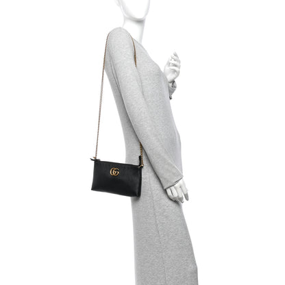 Gucci Pebbled Calfskin GG Marmont Zip Chain Bag Black 2 of 10