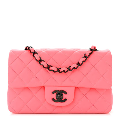 Chanel Lambskin Quilted Mini Rectangular Flap Coral Pink 1 of 11