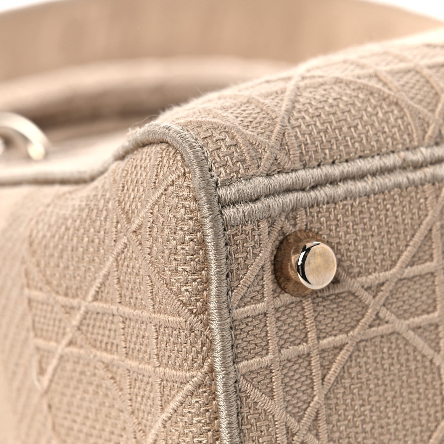 Christian Dior Canvas Embroidered Medium Lady D-Lite Beige 9 of 19
