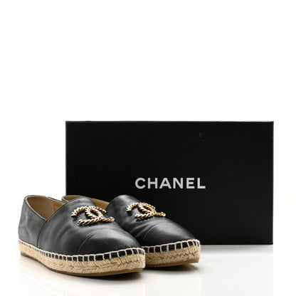 Chanel Calfskin Chain CC Espadrilles 38 Black 11 of 11