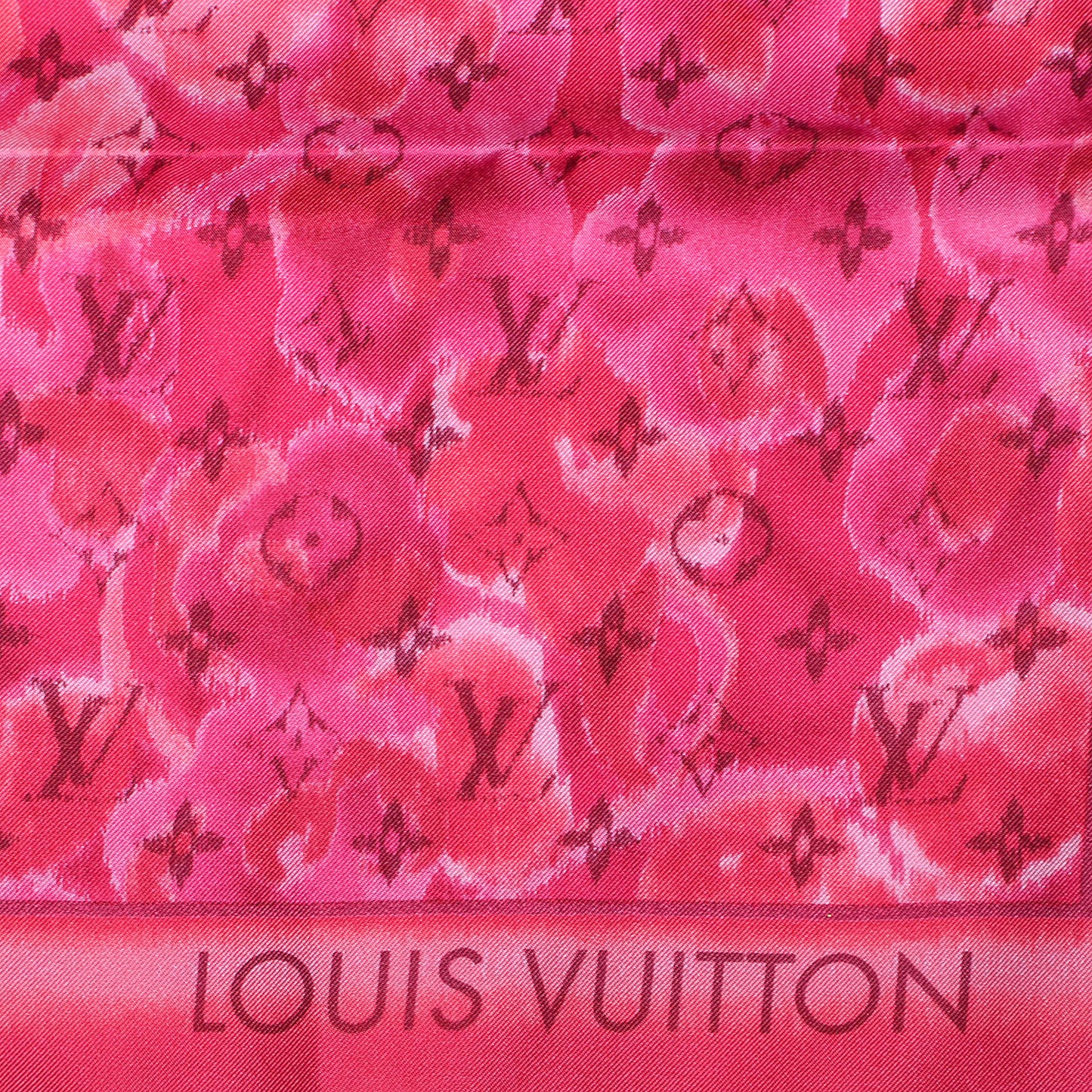 Silk Monogram Ikat Summer Square Scarf Rose Indien