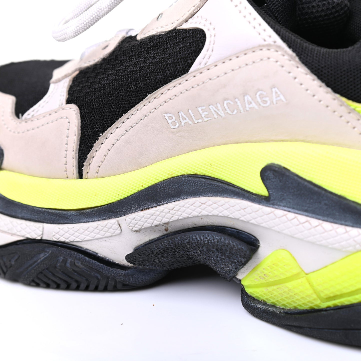 Fabric Mesh Womens Triple S Sneakers 39 Grey Black Jaune Fluo