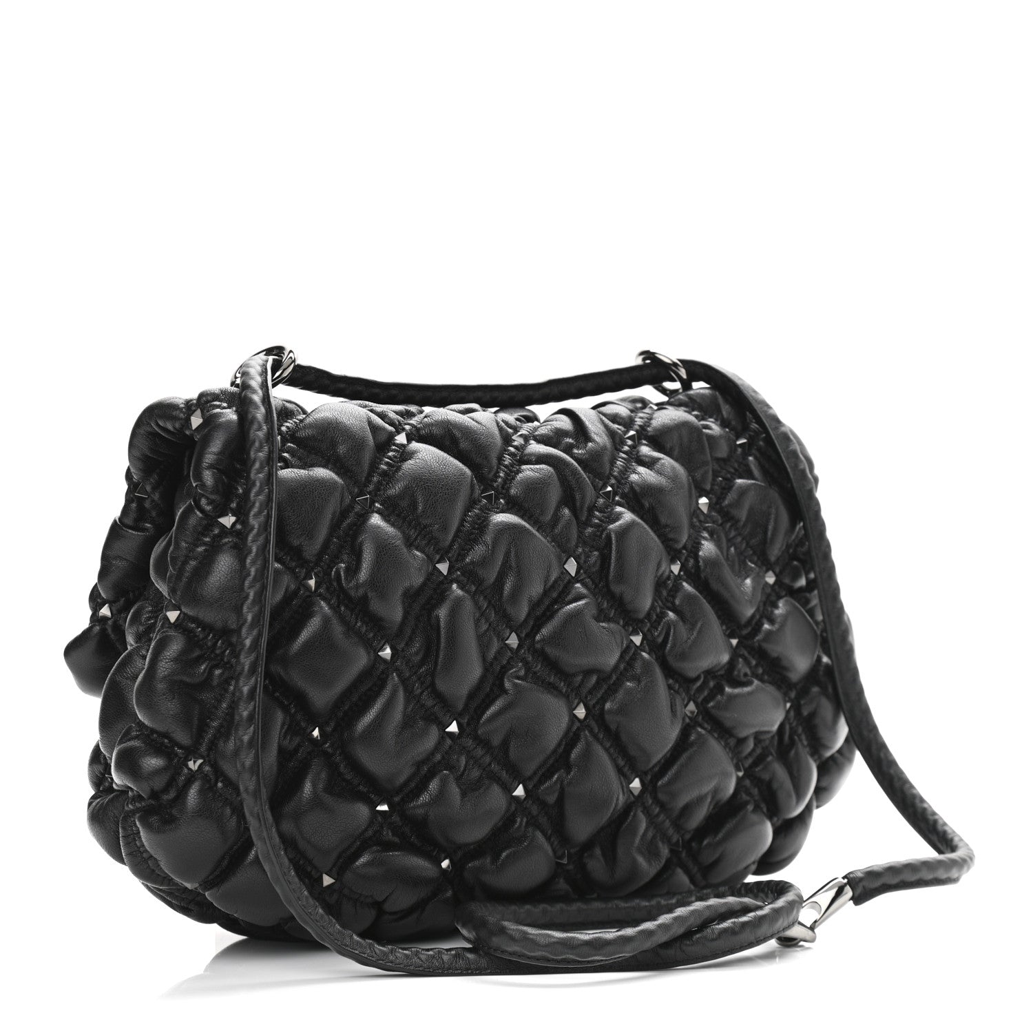 Valentino Garavani Nappa Medium Spikeme Shoulder Bag Black 3 of 9