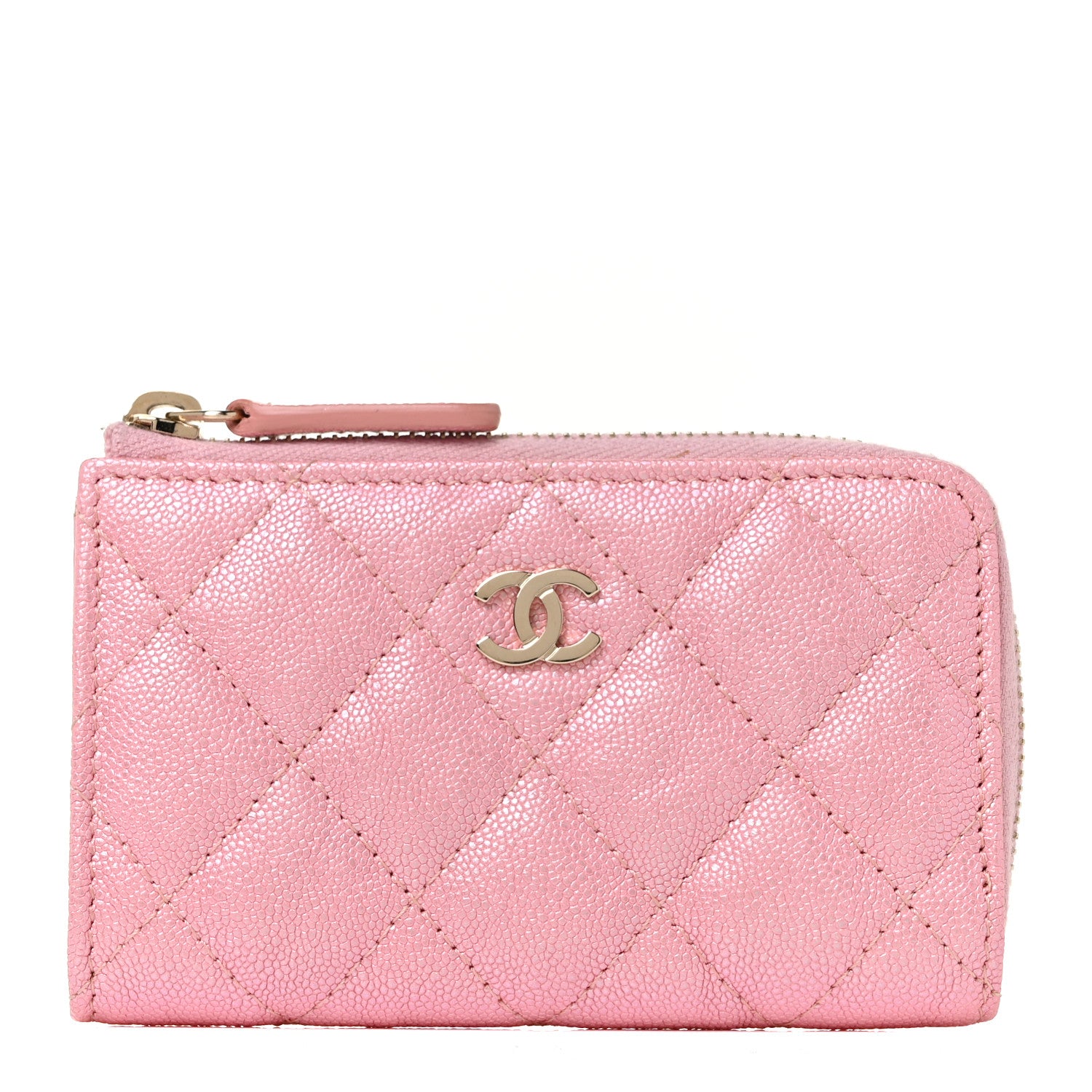 Chanel Iridescent Caviar Quilted Zipped Key Holder Case Rose Pink 1 of 9