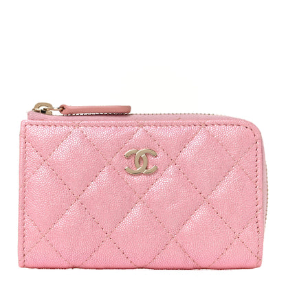 Chanel Iridescent Caviar Quilted Zipped Key Holder Case Rose Pink 1 of 9