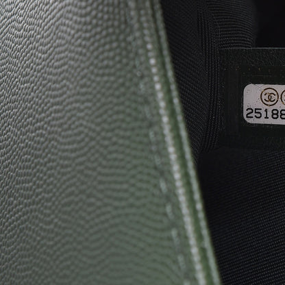 Chanel Caviar Chevron Quilted Braided Medium Boy Flap Dark Green 7 of 8