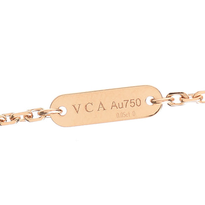 Van Cleef & Arpels 18K Rose Gold Diamond Pink Porcelain Vintage Alhambra Pendant Necklace 5 of 8