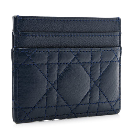 Christian Dior Supple Calfskin Cannage Caro Fresia Card Holder Navy 3 of 9