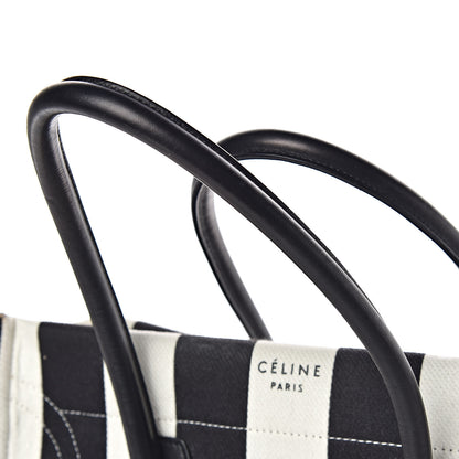 Celine Cotton Canvas Striped Medium Phantom Luggage White Black 17 of 19