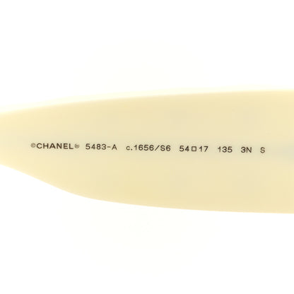Chanel Acetate Quilted CC Rectangle Sunglasses 5483-A White Black 6 of 8