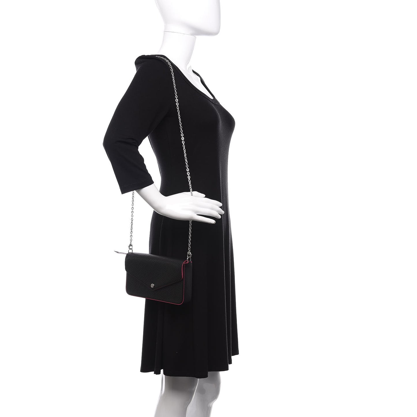 Epi Pochette Felicie Black Hot Pink