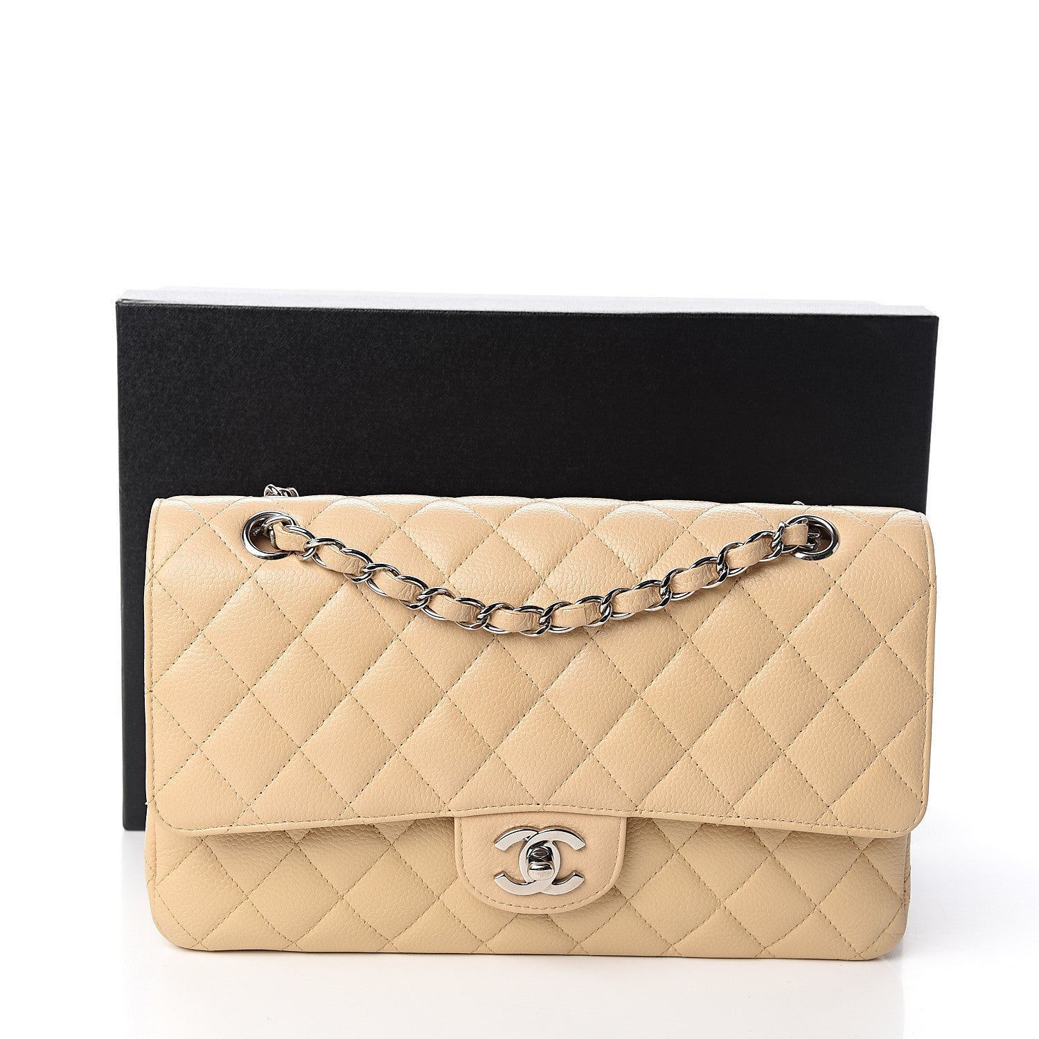 Chanel Caviar Quilted Medium Double Flap Beige 10 of 10