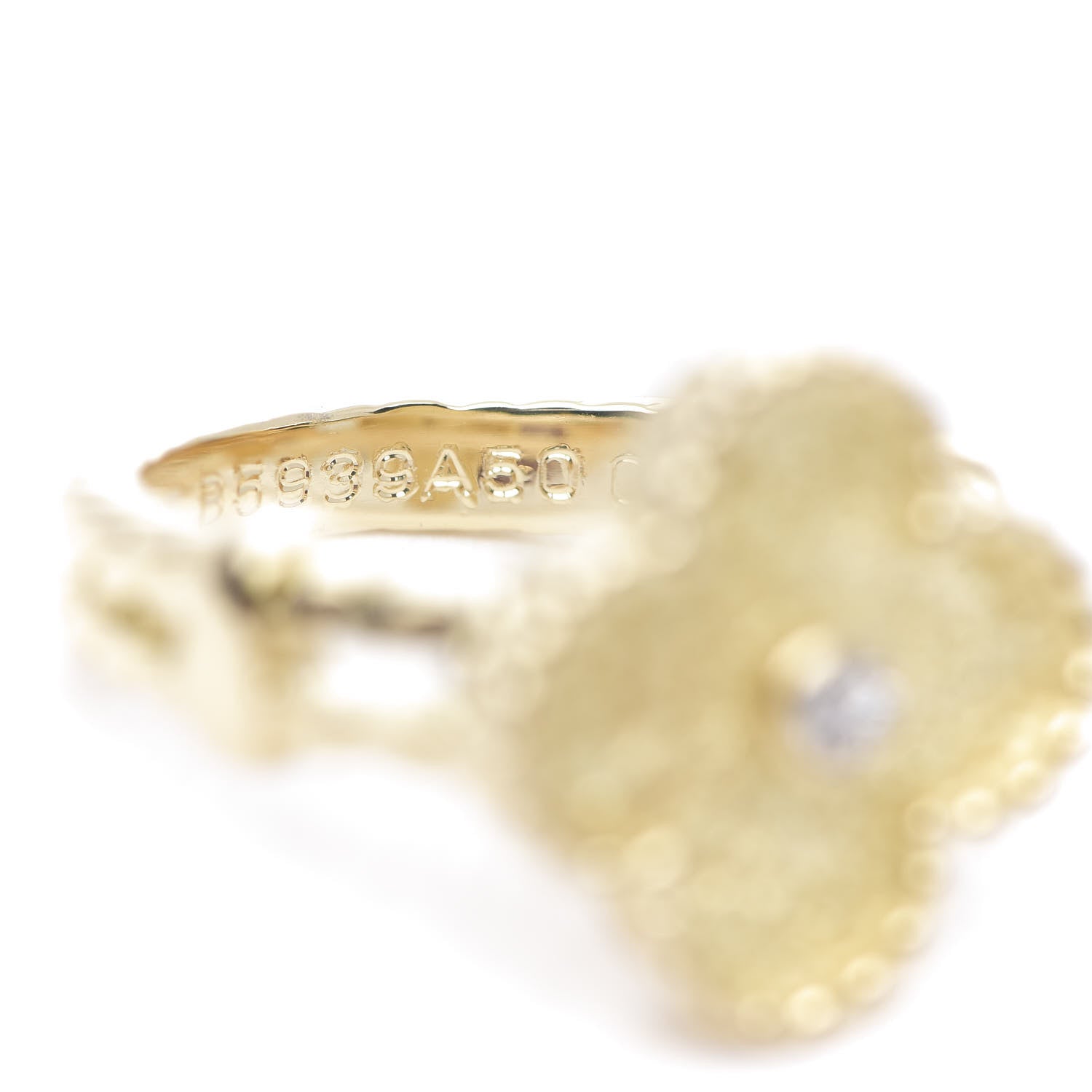 Van Cleef & Arpels 18K Yellow Gold Diamond Vintage Alhambra Ring 48 4.5 7 of 8