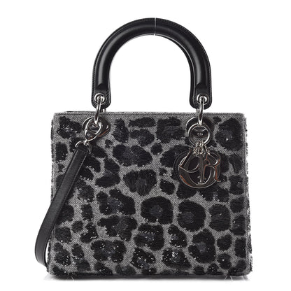 Christian Dior Wool Sequin Embellished Medium Lady Dior Black 1 of 10