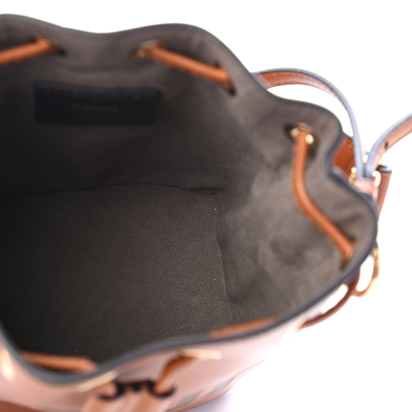 Vitello King F is Fendi Logo Embossed Mini Mon Tresor Bucket Bag Cuoio
