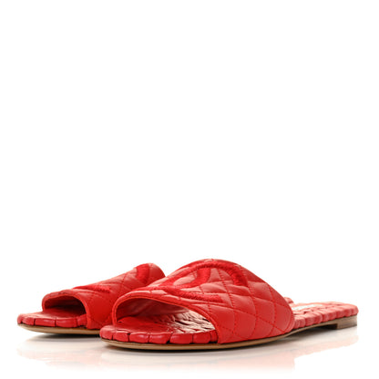 Chanel Lambskin Quilted CC Mules Sandals 41 Red 3 of 9