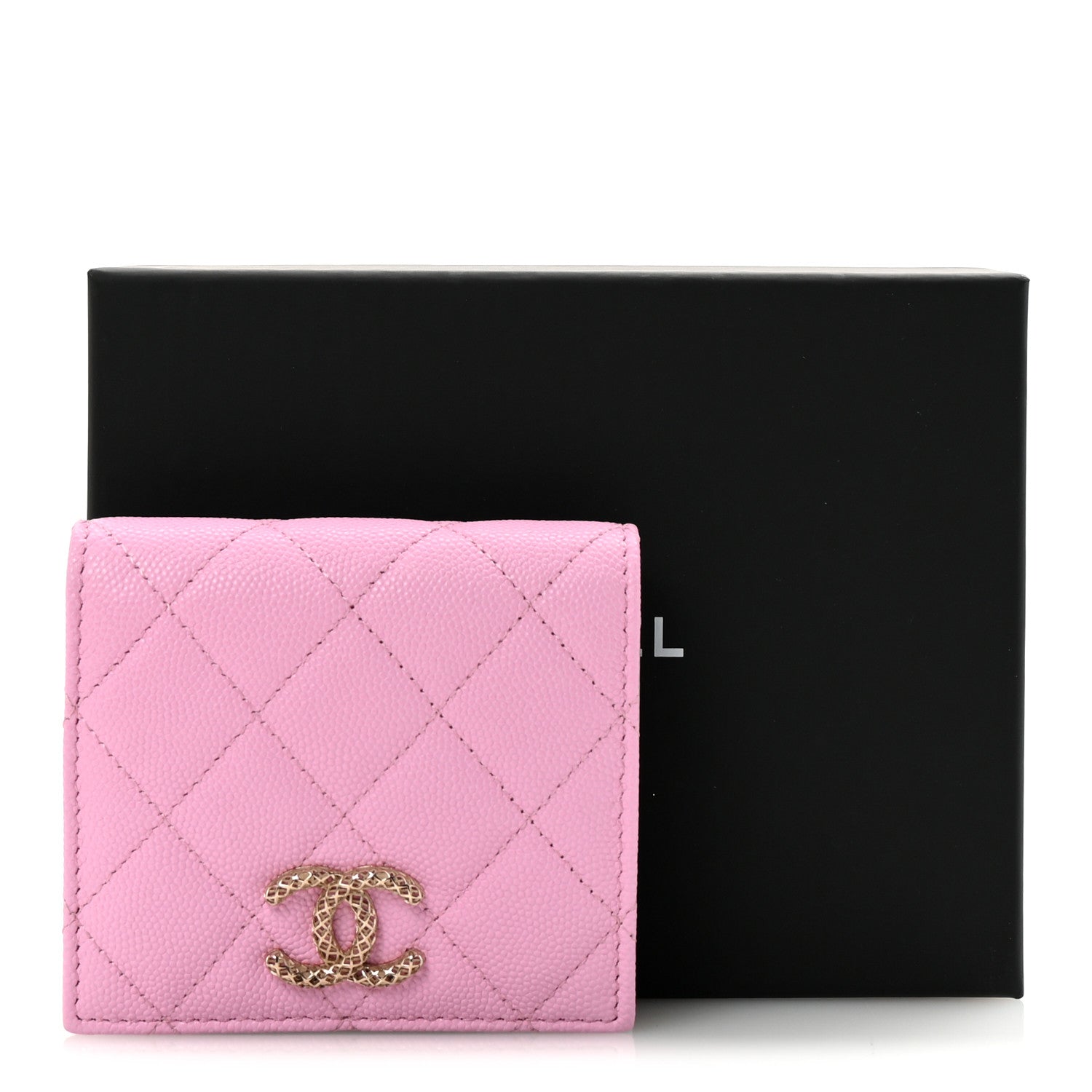 Chanel Caviar Metal Perforated Quilted CC Compact Bi-Fold Flap Wallet Lilac Light Green 9 of 9
