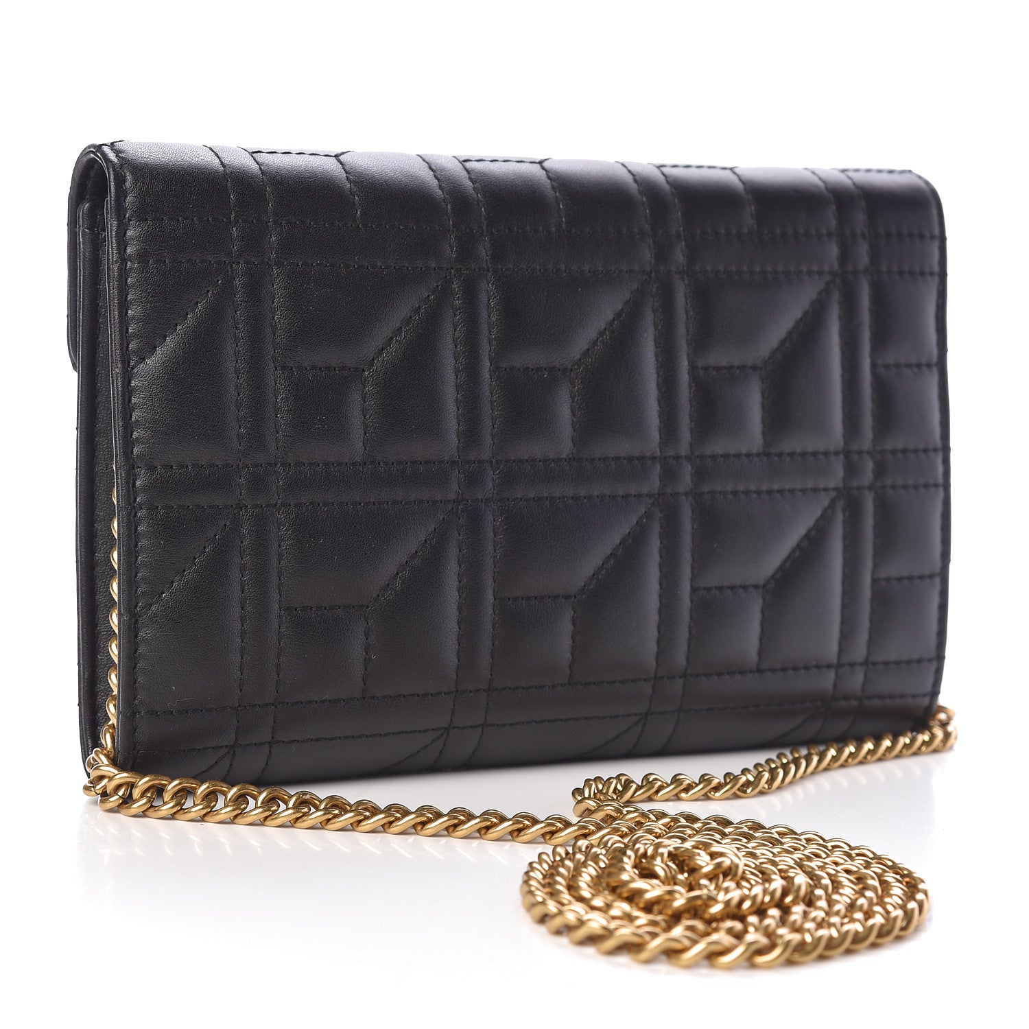 Gucci Calfskin Matelasse Mini Pearly GG Marmont Chain Wallet Black 3 of 10