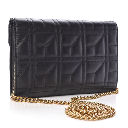 Gucci Calfskin Matelasse Mini Pearly GG Marmont Chain Wallet Black 3 of 10