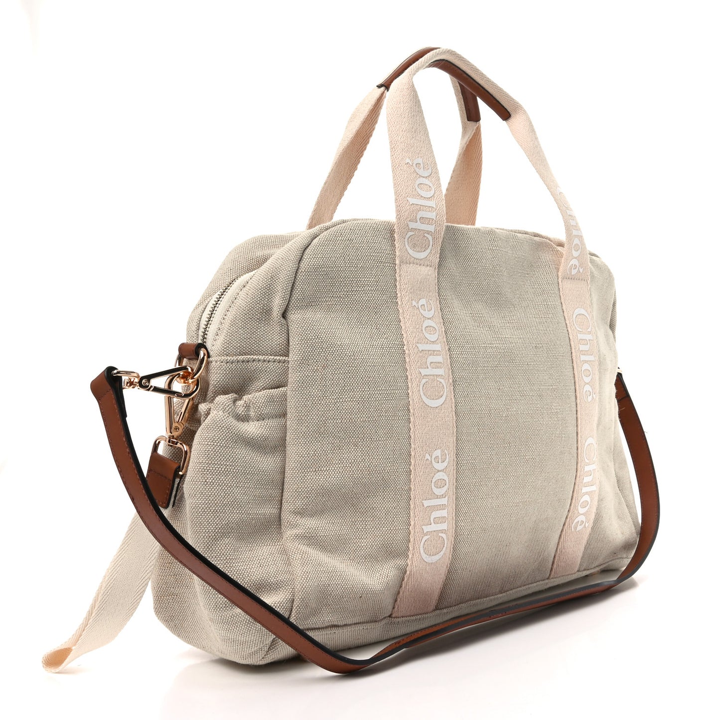 Canvas Denim Woody Diaper Bag Beige Pink