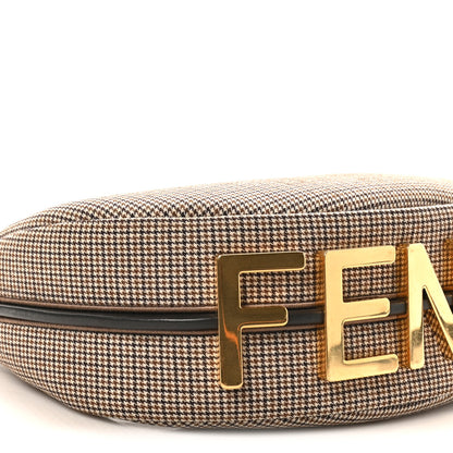 Fendi Wool Vitello Grace Small Houndstooth Small Fendigraphy Hobo Bag Beige Ebano 9 of 10