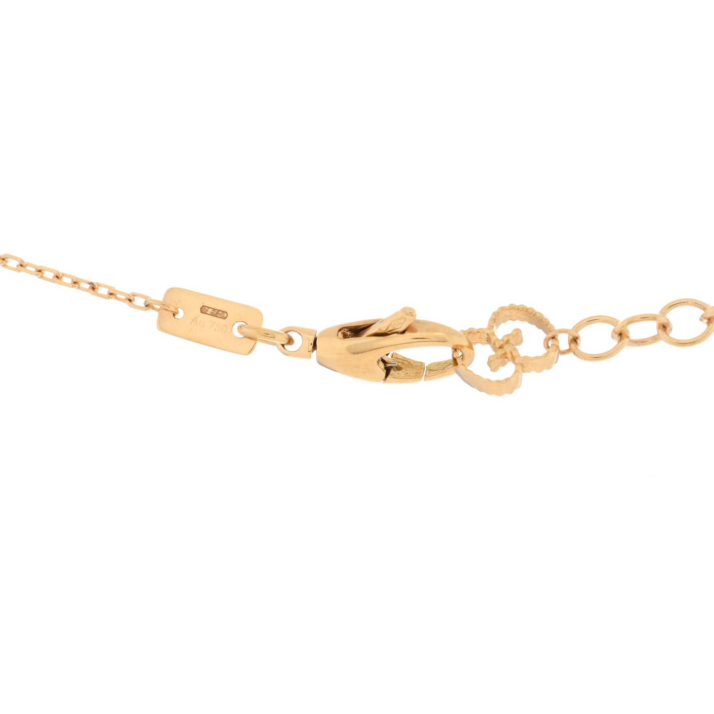 18K Yellow Gold Diamond Pink Opal Le Marche Des Merveilles Feline Pendant Necklace