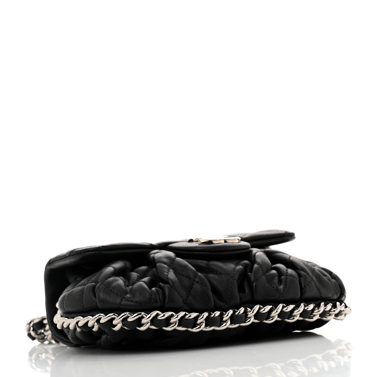 Chanel Washed Lambskin Quilted Mini Chain Around Flap Black 4 of 12