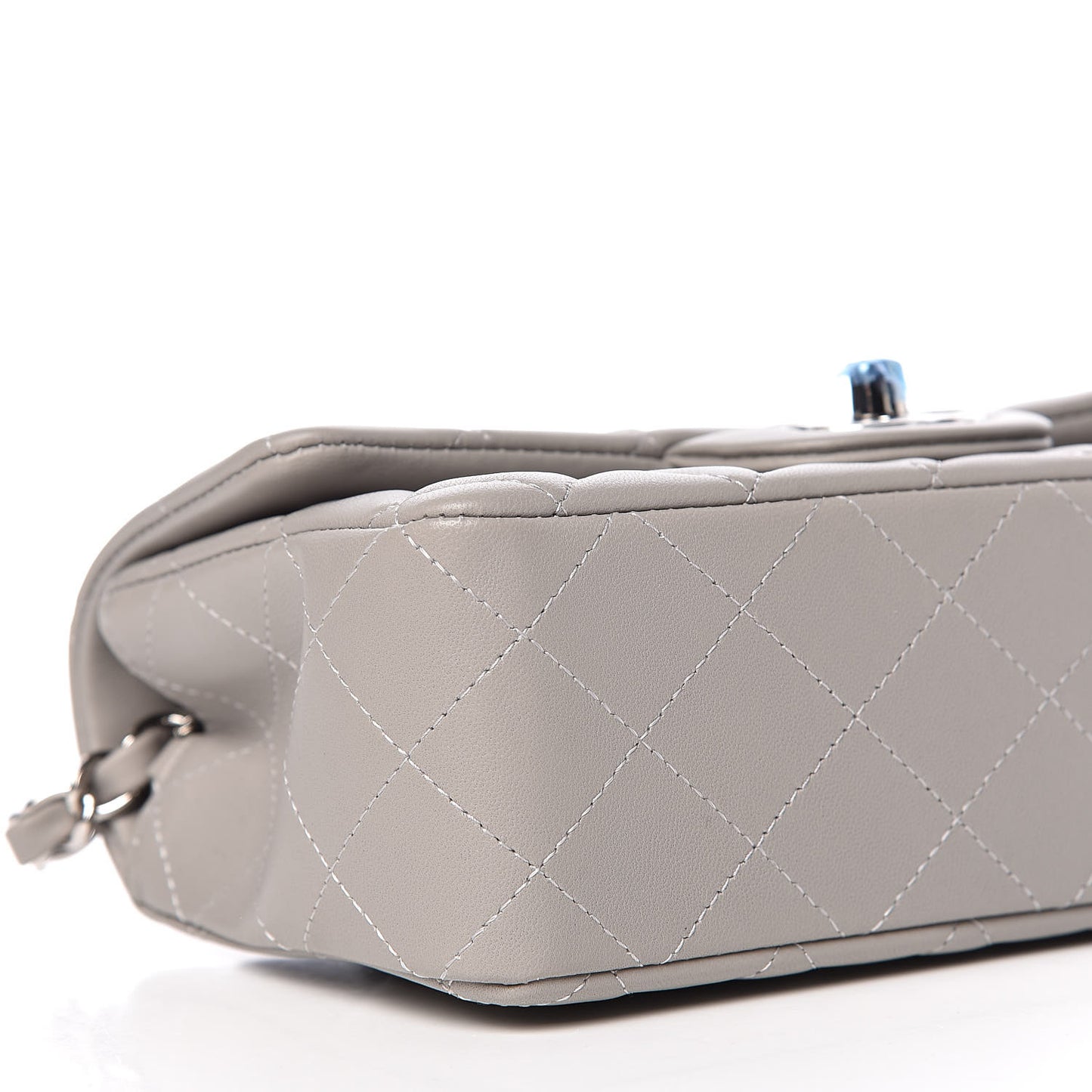 Lambskin Quilted Mini Rectangular Flap Grey