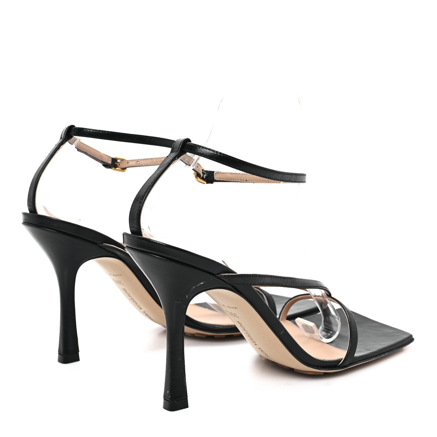Lambskin Stretch Multi Strap 90mm Sandals 39.5 Black