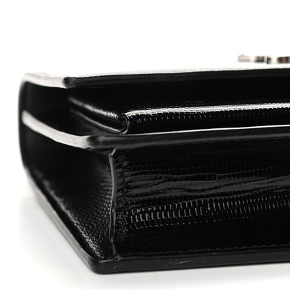 Saint Laurent Calfskin Lizard Embossed Monogram Sunset Chain Wallet Black 8 of 10