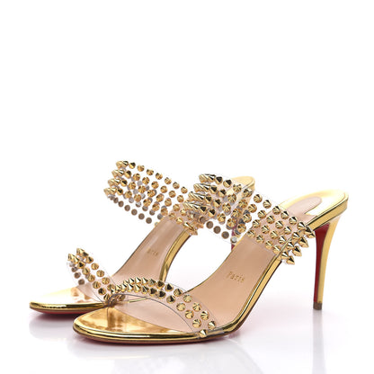 Christian Louboutin Specchio PVC Spikes Only 85 Slide Sandals 39 Gold 3 of 8