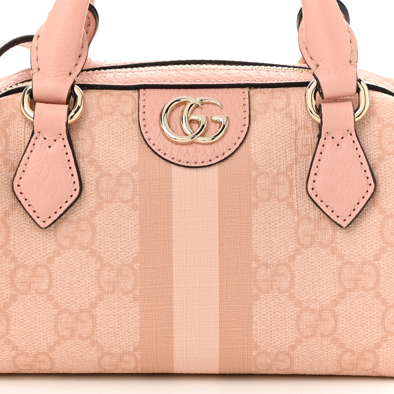 Gucci GG Supreme Monogram Textured Dollar Calfskin Web Super Mini Ophidia Top Handle Bowler Bag Rose Pink 8 of 11