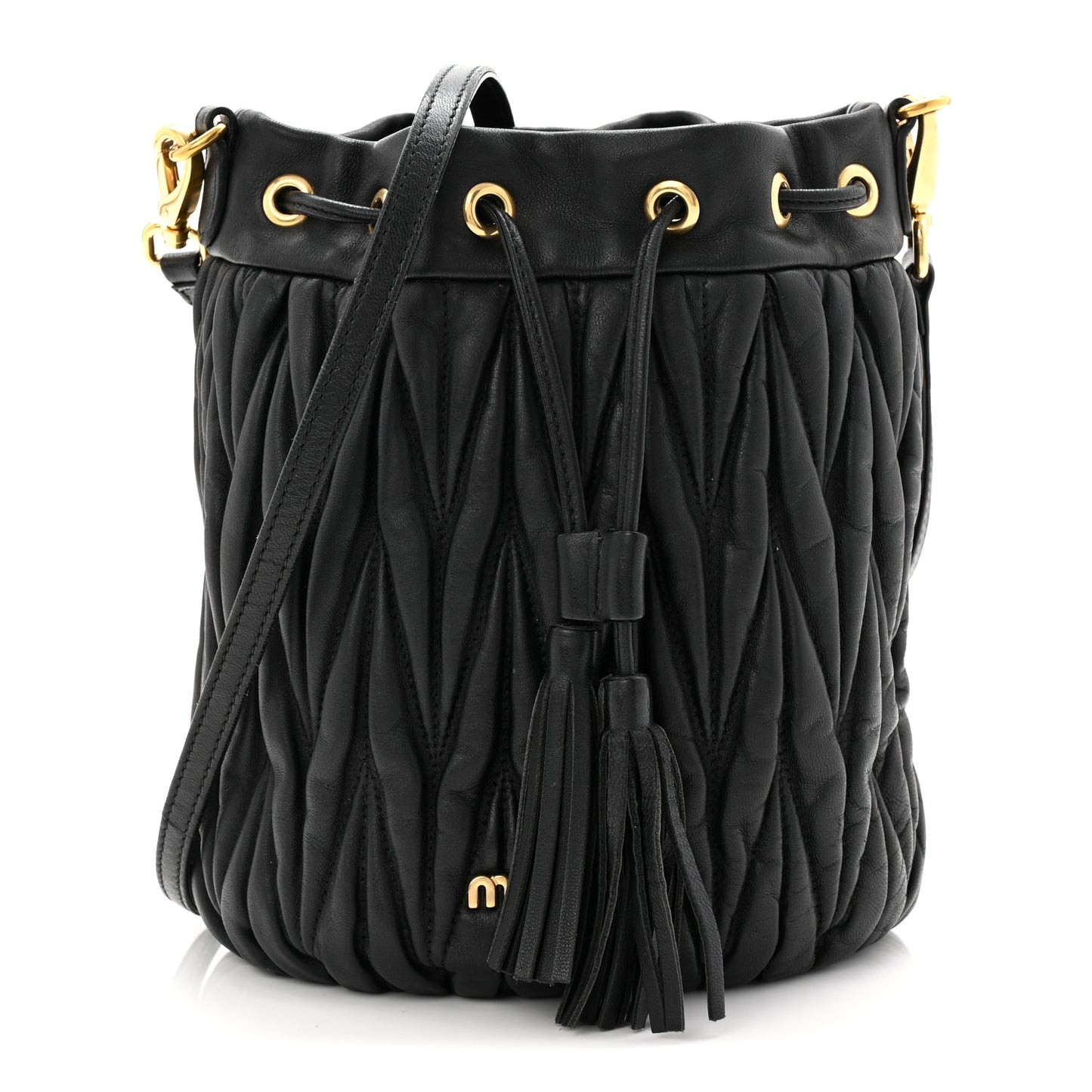 Nappa Matelasse Small Bucket Bag Black