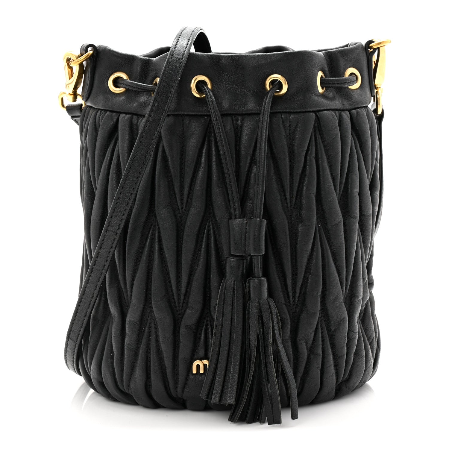 Miu Miu Nappa Matelasse Small Bucket Bag Black 1 of 9