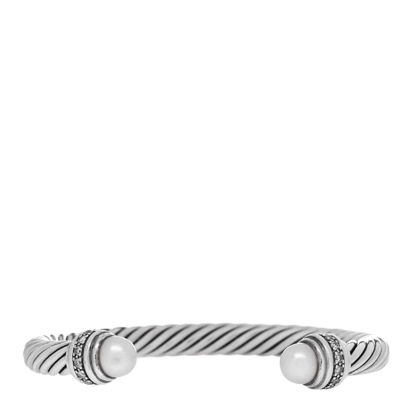 Sterling Silver Diamond Pearl 7mm Cable Classics Bracelet