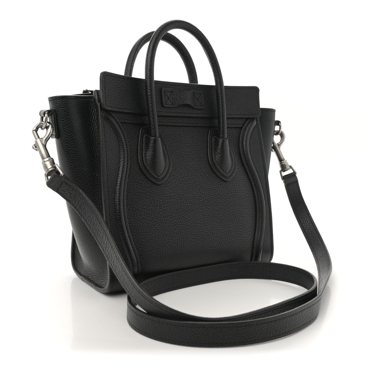 Drummed Calfskin Nano Luggage Black
