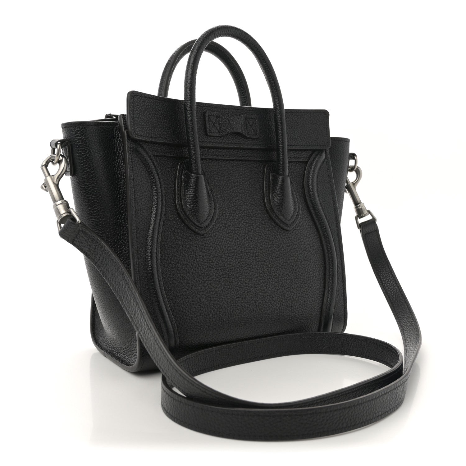 Celine Drummed Calfskin Nano Luggage Black 3 of 12