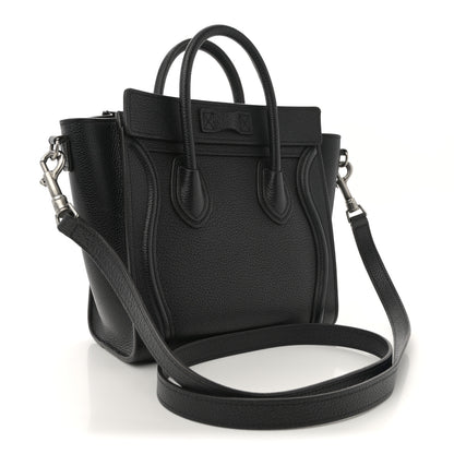 Celine Drummed Calfskin Nano Luggage Black 3 of 12