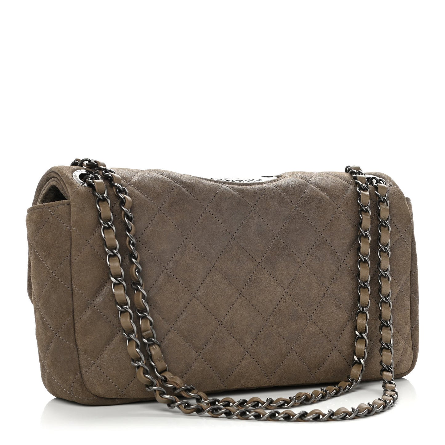 Iridescent Calfskin Quilted Paris Flap Brown