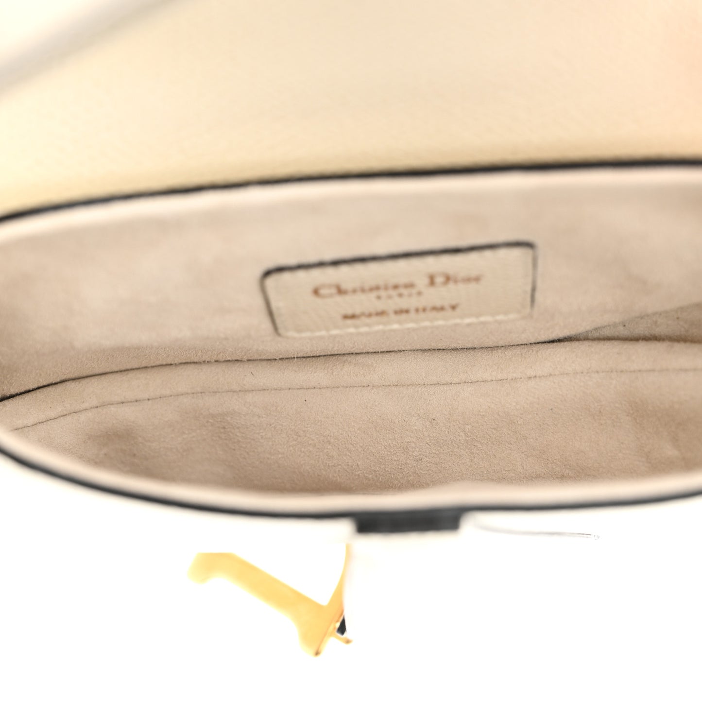 Grained Calfskin Mini Saddle Bag White