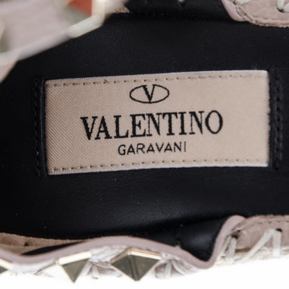 Valentino Garavani Grained Calfskin Rockstud Ankle Wrap Espadrille 15/85mm Wedges 39 Poudre Natural 7 of 7